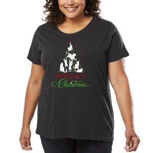 LA Pop Art Meowy Christmas Tree - Women's Word Art T-Shirt - 1 of 4