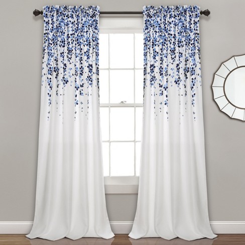 Set Of 2 84 X52 Weeping Flower Light Filtering Window Curtain Panels Navy Blue Lush Décor Target
