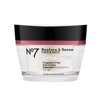 No7 Restore & Renew Face & Neck Multi Action Fragrance Free Day Cream with SPF 30 - 1.69 fl oz