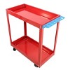Vynxaria Two-Layer Utility Storage Shelves - Heavy Duty Rolling Tool Cart with Lockable Wheels, Red, 400 LBS Capacity - 2 of 4
