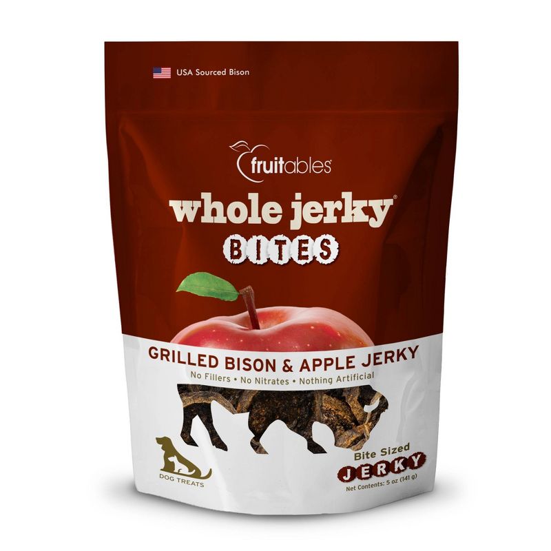 Fruitables Whole Jerky Bites Grilled Bison and Apple Jerky Dog Treats - 5oz, 1 of 7