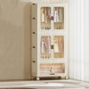 3-Tier Portable Wardrobe Closet with Doors & Wheels, Collapsible Clothes Organizer with Hanging Rod, Includes 10 Hangers for Bedroom Playroom - 3 of 4