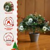 Set of 2 Lighted Artificial Christmas Urn Filler, Mini Artificial Xmas Pine Trees with Tripod Stake, for Porch, Yard, Garden, Flower Beds(Warm White) - 4 of 4