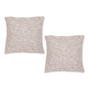 2pc 18"x18" Leather Tonal Recycled Cotton Square Throw Cover Brown/Off-White - Design Imports - 1 of 4