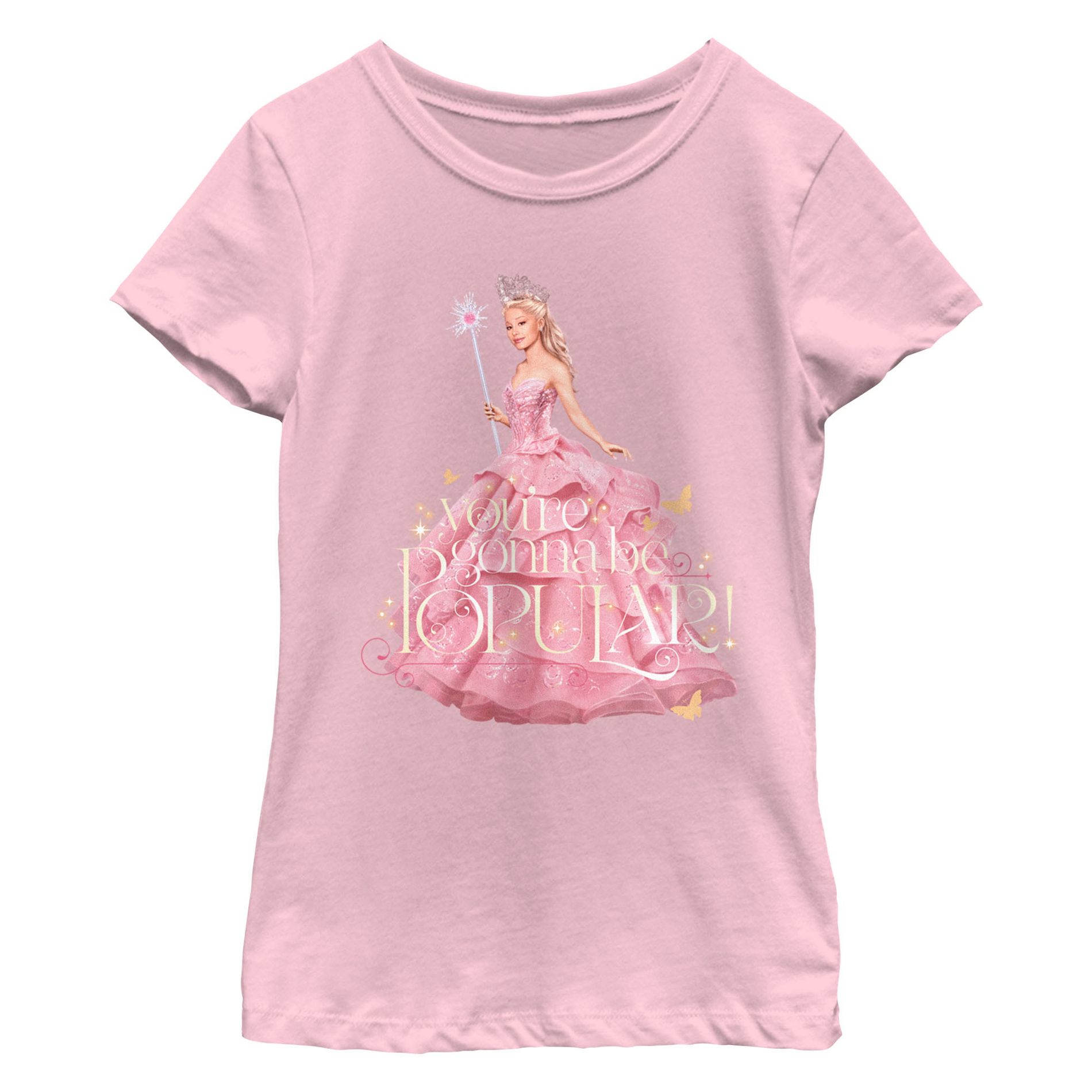 Girl's Wicked Glinda You're Gonna Be Popular  T-Shirt - Light Pink - Small