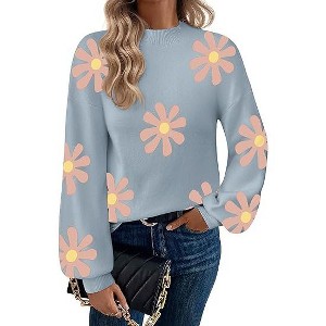 Zeagoo Sweaters for Women Fall Fashion 2025 Trendy Long Sleeve Turtleneck Pullover Lantern Knit Sweater Tops - 1 of 4
