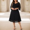 Women's PlusSizeWedding Party Lace V-Neck 3/4 Bell Sleeve Midi A-Line Dresses - Agnes Orinda - 2 of 4