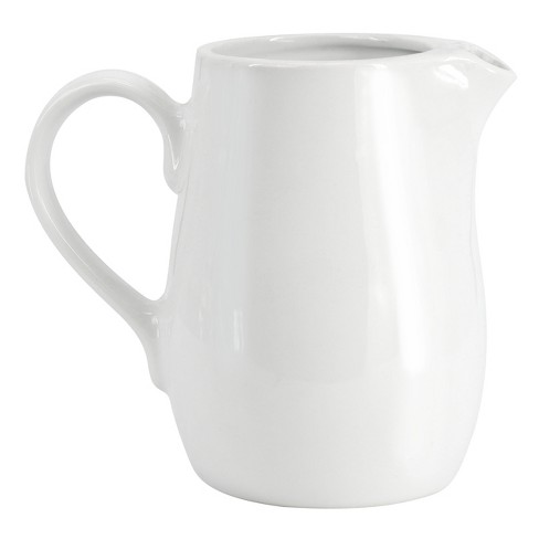 Creamer Pitcher with Handle,Ceramics Milk Creamer Container for  Milk,Coffee,Sauce,Microwave Safe, White (12-Ounce, Set/1)