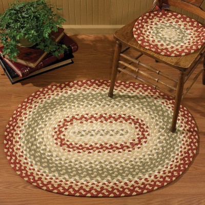 Handcrafted Red Cotton Braided Oval Rug 32'' x 42''