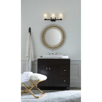 Black 24" Dimmable Bath Vanity Light with Opal Glass Shades