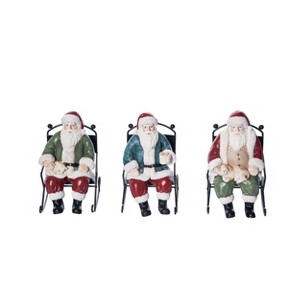 Transpac Resin Rocking Santa Figurine Set of 3 Christmas Home Decorations - 1 of 1
