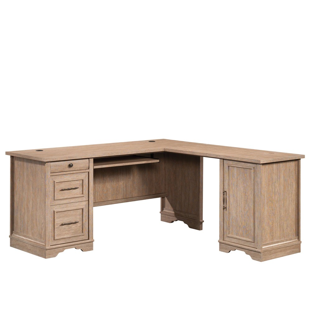 Photos - Other Furniture Sauder 66" Rollingwood Country L Desk with Drawers Brushed Oak - : Home Off 