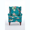 Tinyhomie 30 Inch Pale Blue 360 Swivel Upholstered Accent Chair Solid Wood Armrests - 3 of 4