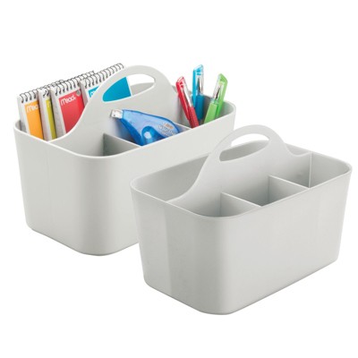 Mdesign Small Plastic Caddy Tote For Desktop Office Supplies, 4 Pack, Black  : Target