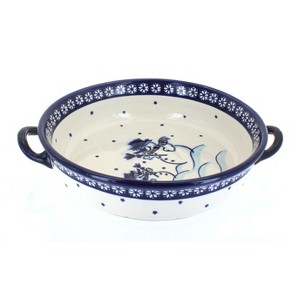 Blue Rose Polish Pottery 1455 Zaklady Round Casserole with Handles - 1 of 1