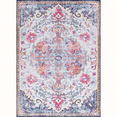 World Rug Gallery Distressed Bohemian  Machine Washable Area Rug