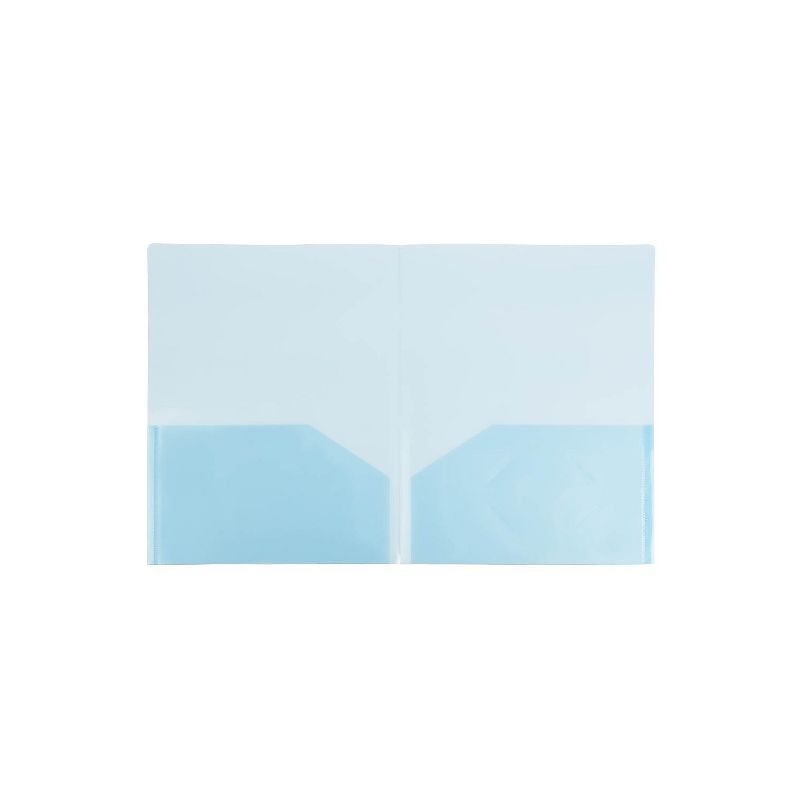JAM Paper Light Weight Two-Pocket Plastic Presentation Folders Blue 6/Pack (381BLUED), 2 of 4