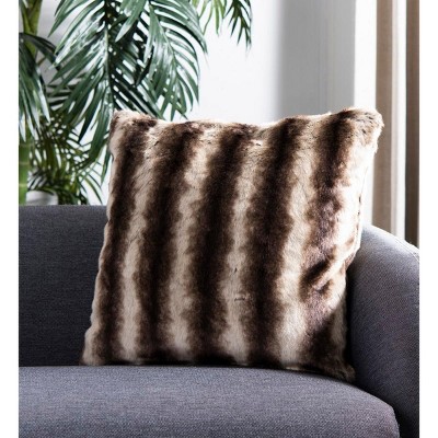 20'' Brown Faux Fur Feather Fill Decorative Pillow