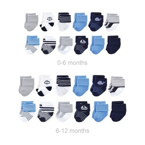 Luvable Friends Baby Boy Newborn and Baby Terry Socks, Whale, 0-6 Months