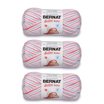 Bernat® Softee® Cotton™ #3 Light Cotton Blend Yarn, Fuchsia 4.2oz/120g, 254  Yards (3 Pack)