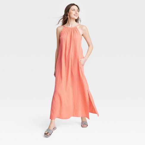 Women's Scoop Back Maxi Shift Dress - Universal Thread™ Coral Red Xl :  Target