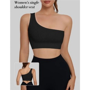 Women's Single Shoulder Strap Sports Vest Breathable and Seamless Tank Top for Yoga Running Fitness Pilates Exercise - 1 of 1