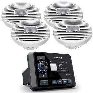 Hertz HMR 20 Marine Digital Media Receiver with 2 Pairs HEX Series HEX-65-M-TW 6.5" 4-Ohm Marine Coax Set - White - 1 of 4