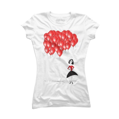 Junior's Design By Humans 99 red balloons By AhaC T-Shirt
