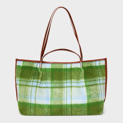 Checkered Tote Bag - Green