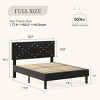 Accent Bed Frame Modern Upholstered with Crystal Button Headboard for Bedroom Full Size - 3irtyhousy - 4 of 4