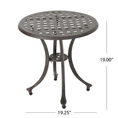 Louis Outdoor 19" Bronze Cast Aluminum Side Table