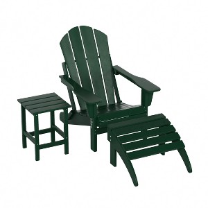 WestinTrends Malibu HDPE Outdoor Patio Folding Poly Adirondack Chair with Ottoman and Side Table (3-Piece) - 1 of 4