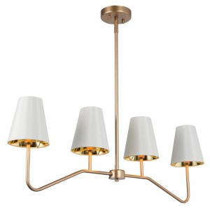 LNC Trend 4-Lights 35" Modern Linear Kitchen Island Pendant  Lights, Matte Gold with 4 White Shades - 1 of 4
