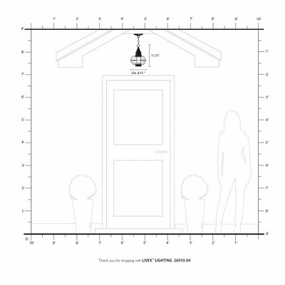 Medium Black Brass and Glass Outdoor Pendant Lantern