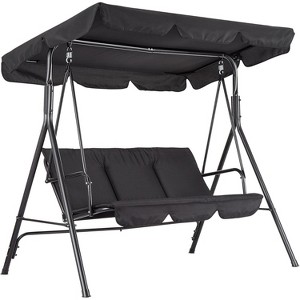 Patio Swing Chair With Adjustable Canopy, Outdoor Swing Chair With Adjustable Tilt Shade, Canopy Hanging Swings Glider Lounge Chairs - 1 of 4