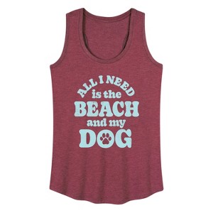 Women's - Instant Message - All I Need is the Beach & my Dog Graphic Racerback Tank - 1 of 4