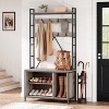 Hall Tree with Bench, Coat and Shoe Rack, Wooden Entryway Bench with Coat Rack, Industrial Freestanding Coat Rack with Shoe Storage for Hallway,Grey - 3 of 4