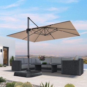 PURPLE LEAF 10' X 13' Patio Umbrella Outdoor Cantilever Rectangle Umbrella Aluminum Umbrella with 360-degree Rotation for Garden Pool Patio - 1 of 4