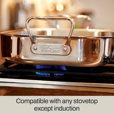 Stainless Steel Lasagna Pan with Black Lid, 14.5 x 11.75 x 2.5 inch