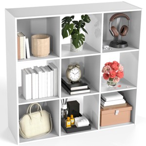 FURNIinspire Decorative Bookshelf 9 Cube Storage Organizer, Open Book Shelf Display Bookcase with Removable Back Panels, White, 11.6"*35.9"*35.2" - 1 of 4