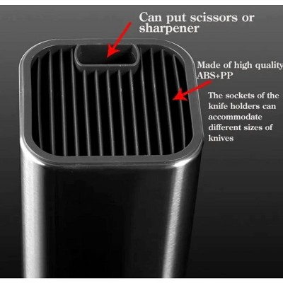 Black Stainless Steel Universal Knife Block Holder with Scissor Slot