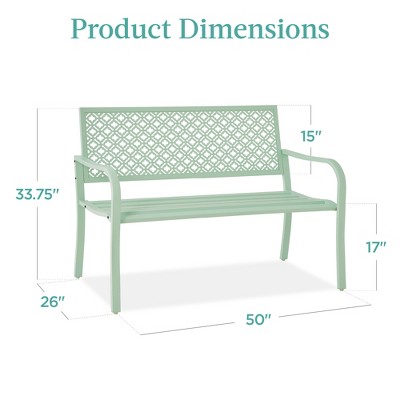 Mint Green Geometric Steel Outdoor Garden Bench
