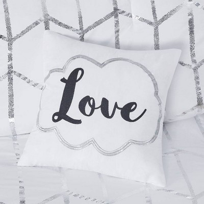 Twin White and Silver Microfiber Bedspread Set