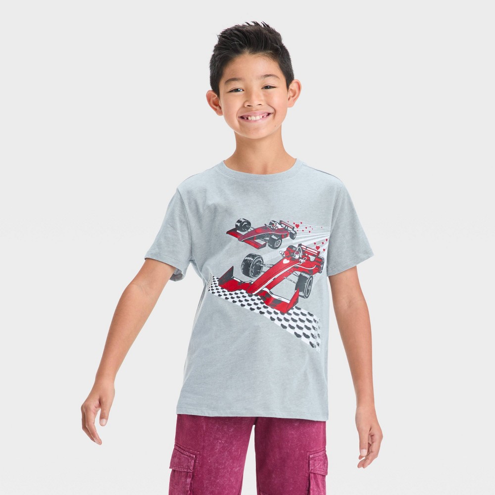 Boys' Short Sleeve Valentine's Day Graphic T-Shirt - Cat & Jack™ Charcoal Gray S