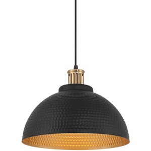 Possini Euro Design Araceli Black Gold Metal Pendant Light 16" Wide Modern Dome Shade for Dining Room House Foyer Kitchen Island - 1 of 4