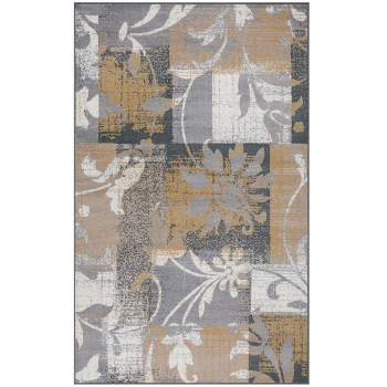 Contemporary Floral Patchwork Indoor Runner or Area Rug by Blue Nile Mills