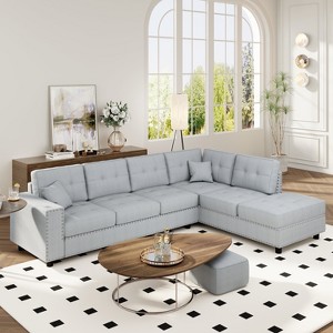 109.2"W L-Shaped Modular Sectional Sofa with Removable Back Cushions and 2 Pillows for Living Rooms, Offices, and Apartments 4B - ModernLuxe - 1 of 4