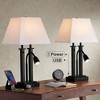 Possini Euro Design Deacon 26" High Industrial Desk Lamps Set of 2 USB Port AC Power Outlet Gooseneck Black Metal Home Office Living Room Charging - 2 of 4