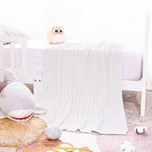 Cotton Cable Knit Toddler Blanket, Super Soft Warm Breathable Baby Blanket - NTBAY - 1 of 4