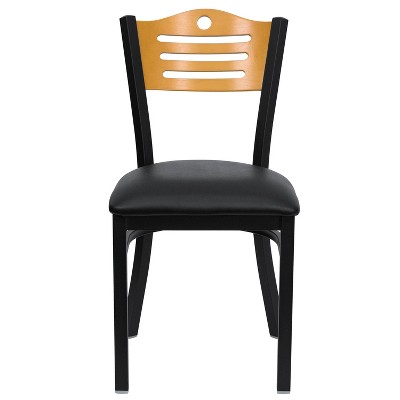 Black Metal and Wood Slat Back Side Chair